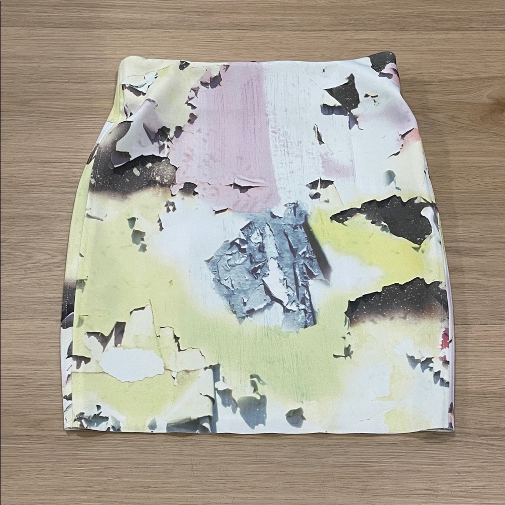 Zara Abstract Print Pencil Skirt - Cream, Pink, Black